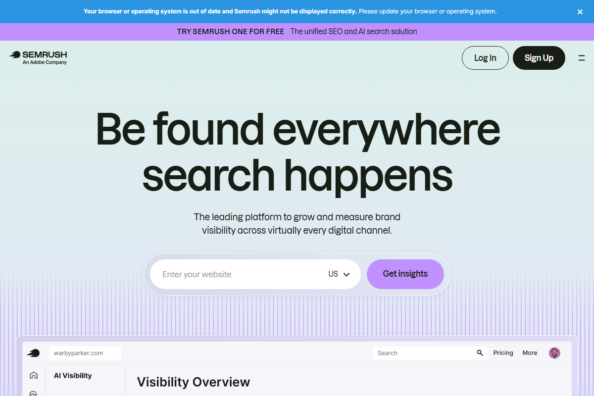 Semrush All-in-One Dashboard